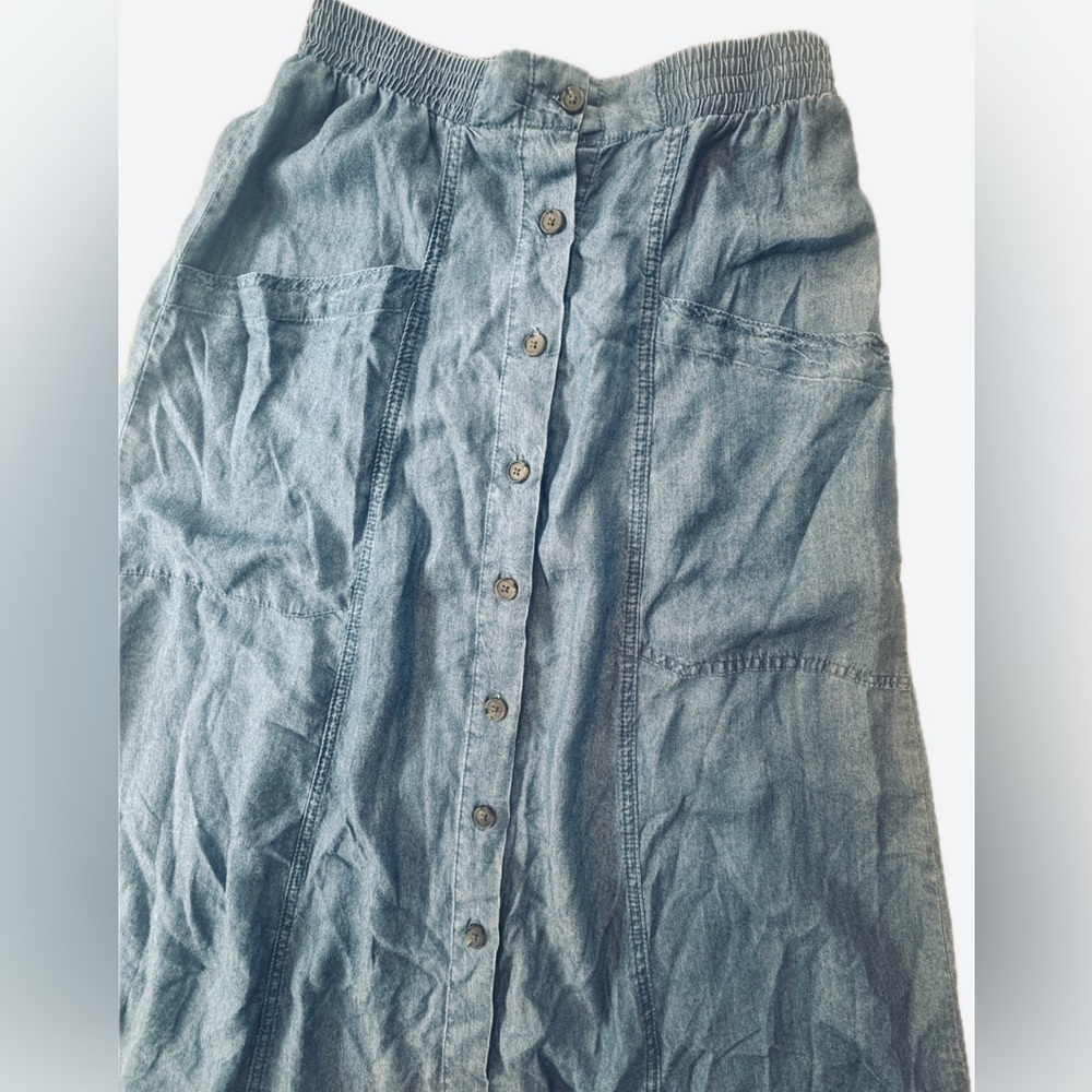 VTG John Paul Richard A-Line Button Down Jean-look Skirt with Pockets S - Picture 4 of 8